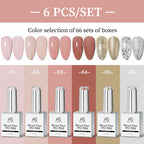 AS 6pcs Color Nail Gel Polish Kit Jelly Pink TPO FREE HEMA FREE Self Leveling Nude Natural Pink Nail Varnish Manicure Set