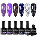 6pc Crackle Gel Nail Polish Set Quick Dry Nail Supplies Varnishes Hybrid Semi Permanent Soak Off Manicure for Nails Design