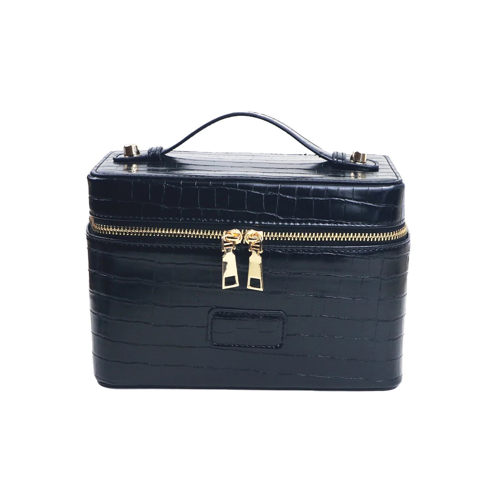 pu leather cosmetic bag with zoned storage and large capacity toiletry bag for autumn and winter new products