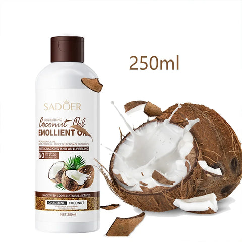 250ml Coconut  Sooth Dry Skin Lighten Fine Lines Face Massage Oil Nourishes Hair Removes Frizz Hair Care Oil Firming Body Oil