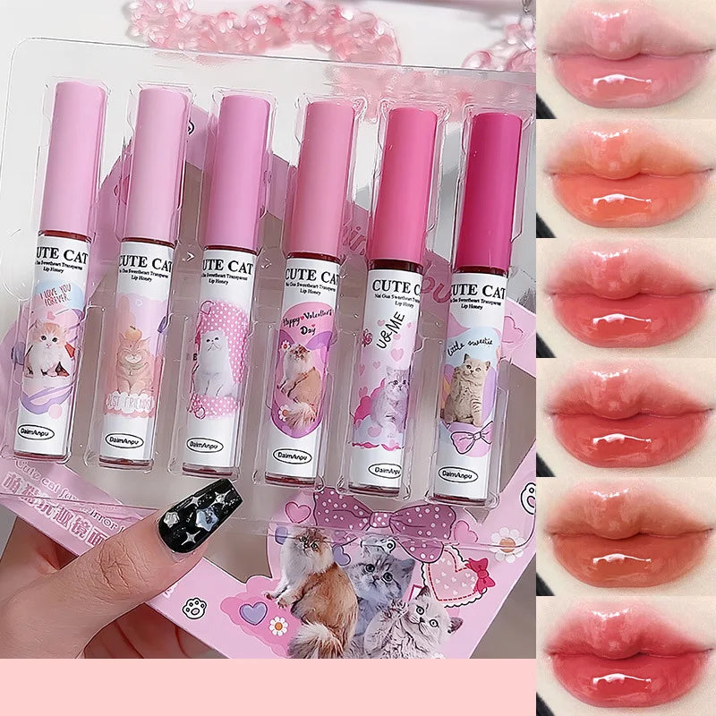 6Set Matte Lip Gloss AB two sets Not Stained with Cup Mouth Red Lip Gloss Moisturizing Long Lasting Not Easy To Fade Lip Gloss