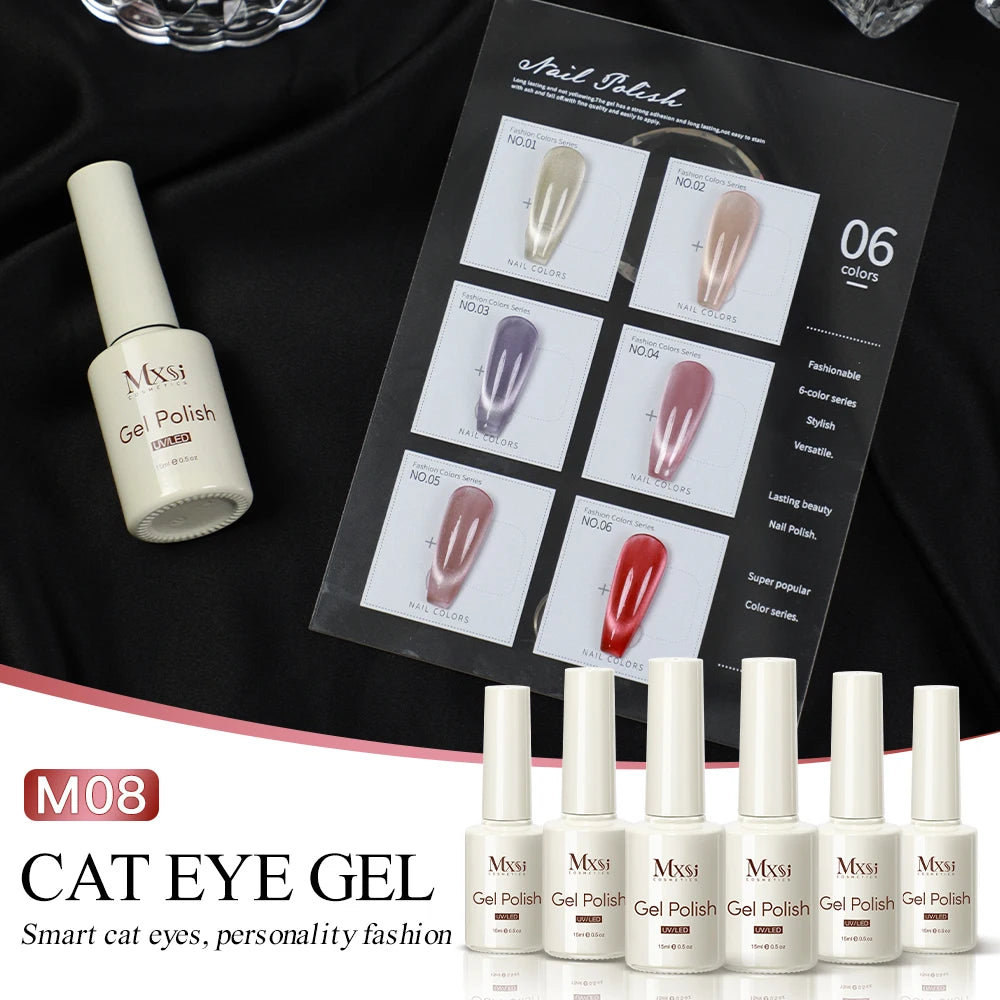 Magnetic Cat Eye Gel Nail Polish Set Red Pink UV Soak Off Gel Varnish Crystal 15ml Cat Eye Gel Lacquer Art Nails With Display