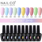 NAILCO 15ml 10pcs/Set Nude Colors Gel Nail Polish UV Gel Nail Polish Pink Nail Lakiery Esmalte Top Base Nail Art Design Vernis