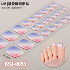 26Tips French Leopard Print UV Gel Toenail Sticker Bronzing Dye Gradient Cross-border Semi Baked Gel Nail Sticker UV Lamp Needed