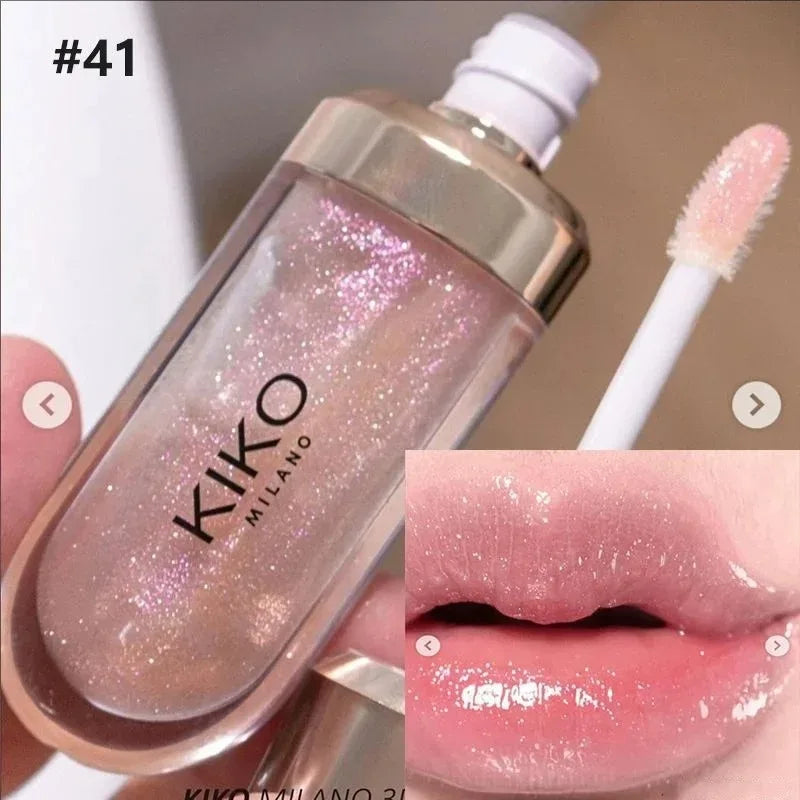 Kiko 3D Liquid Lip Glaze Transparent Lip Mirror Lipstick Nourishing Glossy Full Lips Not Fading Milk Tea Bean Paste Makeup