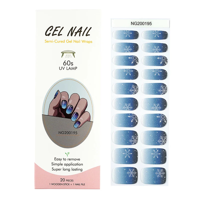 Leopard Semi-Cured Gel Nail Strips Simple Transparent Color Adhesive Long Lasting Gel Nail Stickers Harden In UV Lamp Need