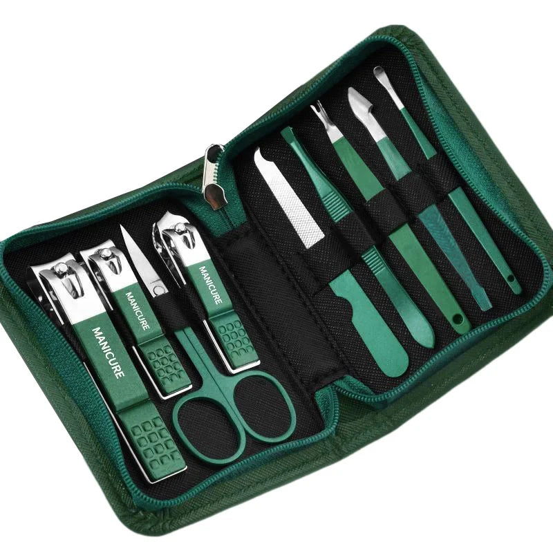 7-18 Pcs Manicure Set Nail Clippers Kit Professional Stainless Steel Nail Care Tools with Leather Travel Case For Man and Women