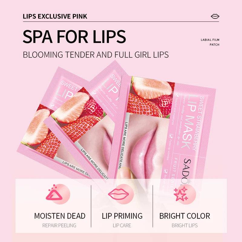 Collagen Lip Mask Strawberry Lip Sleeping Mask Moisturizing Hydrating Lip Balm Nourishing Lip Patches Lip Skin Care Products