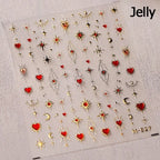 5D Gradient Love Gem Glitter Love Heart Colorful Cat's Eye Rhinestone Soft Self Adhesive Nail Art Stickers Shiny Manicure Decals