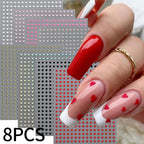 8Colors/Set 3D Love-Heart Nails Stickers Mini Sweet Hearts Self-Adhesive Nail Art Sliders Valentine's Day DIY Manicure Decals 1
