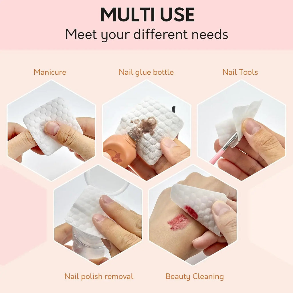 Soft Disposable Nail Polish Remover Pads - Lint-Free Soak Wipe Cleaning Patches for Manicure & Pedicure, Cosmetic Tools for Nail