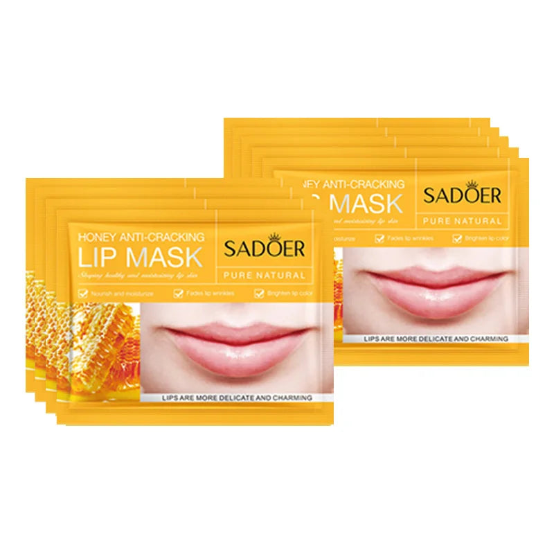 10pcs SADOER Fruits Moisturizing Lip Mask Lips Skin Care Nourishing Hydrating Crystal Collagen Gel Lip Patches Lips Care