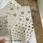 1PC 5D Korean Bronzing Nail Stickers Japanese Gold Silver Star Moon Luxury DIY Nail Art Decoration Decals Manicure Accessories