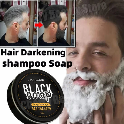 White Hair to Black Shampoo Dye Soap Natural Color Soap Restore Gray Beard Cover Gray Hair Dye Hair Fixing Shampoo For Man Women