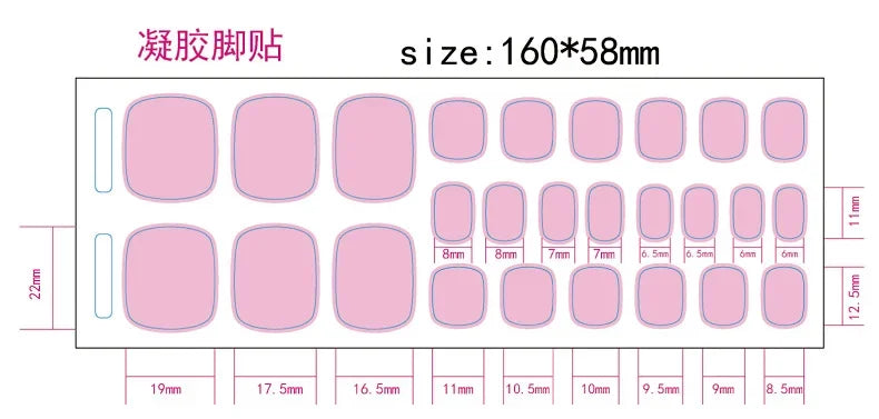 26Tips French Leopard Print UV Gel Toenail Sticker Bronzing Dye Gradient Cross-border Semi Baked Gel Nail Sticker UV Lamp Needed