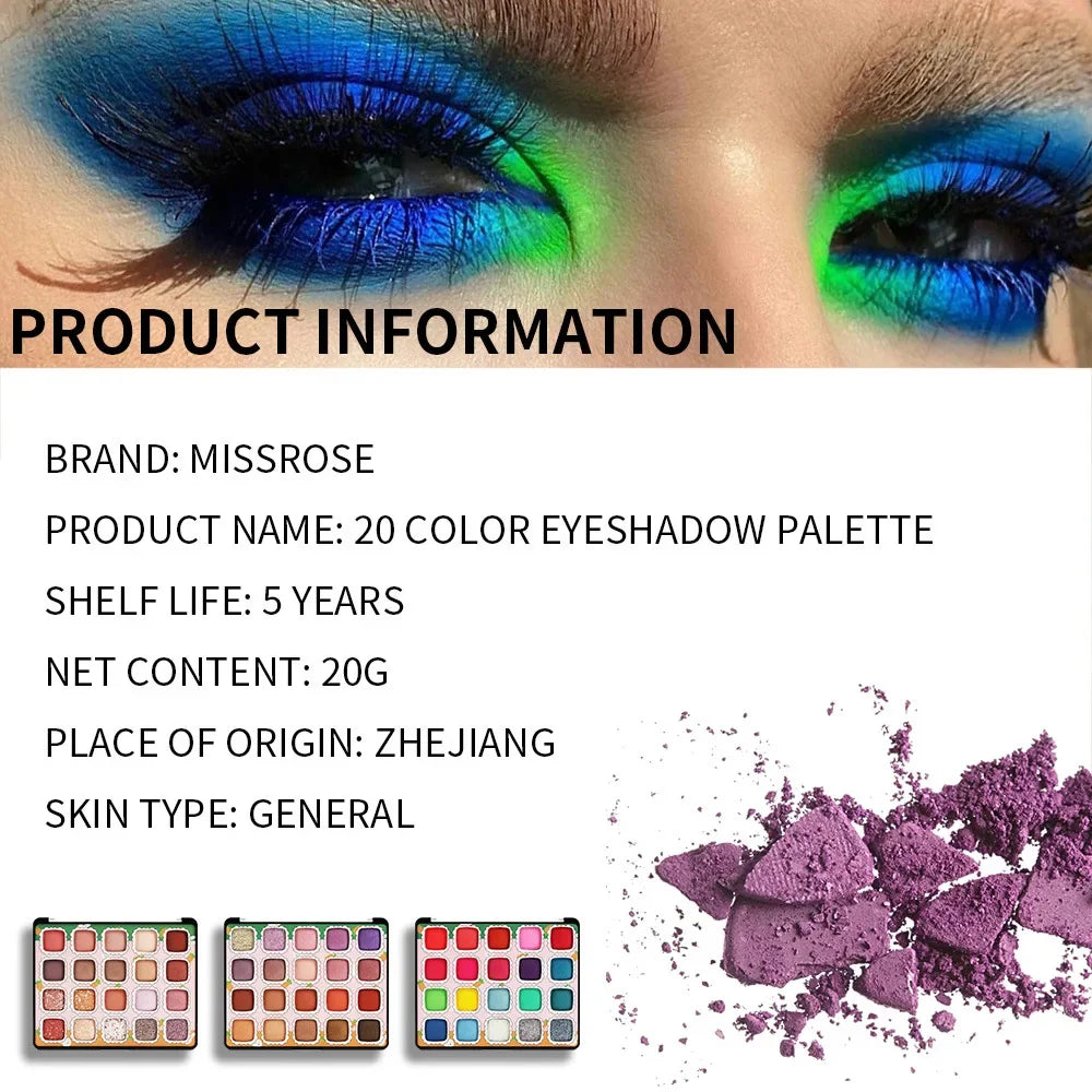 High Quality MISS ROSE 20 Colors Diamond Nude Eyeshadow Palette Make Up Pigment Silky-Smooth Matte Shimmer Eye Shadow Cosmetics