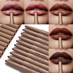 Luxury Matte Lip Liner Long-Lasting Smooth Brown Application for Perfect Outline & Filling, Versatile Shades for All Skin Types