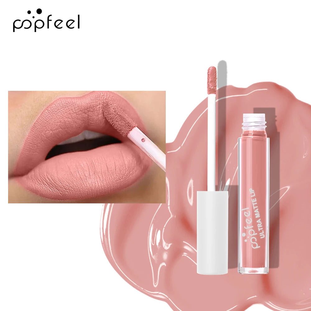 POPFEEL Party Lip Glaze Personality Candy Color Lip Gloss, Black Lip Glaze, Non-stick Cup Long Lasting Lip Gloss