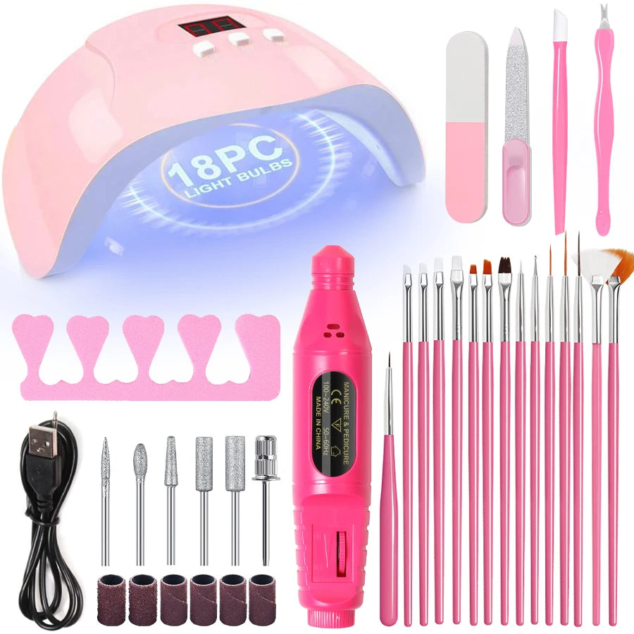 LINMANDA Electric Nail Drill Set Nail Art Pen File Kit 54W Nail Lamp Gel Manicure Dryer Lamp Nail Files Tool