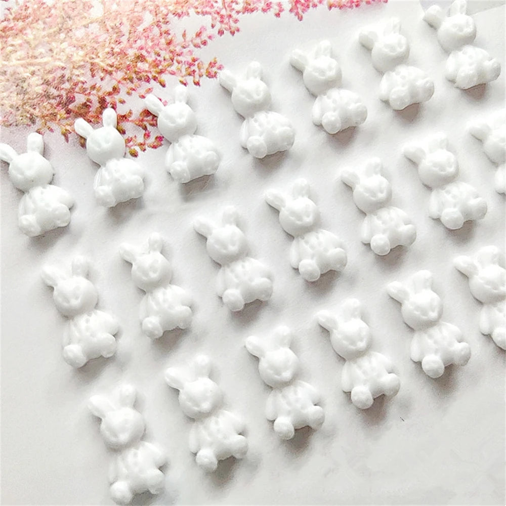 10Pcs Pink Gold Bear Nail Charms Japanese Cartoon Jewelry Nails Art Decoration 3D Rabbit Bear Manicure Accessories For Girl Lady