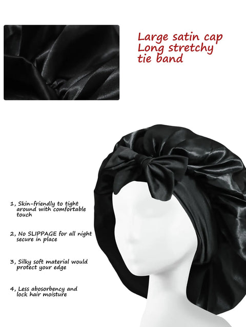 New Silk Bonnet For Sleeping Women Satin Bonnet Hair Bonnet Night Sleep Cap Scarf Wrap For Curly Hair With Tie Band For CurlyHat