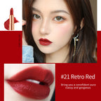 Matte Lipstick Set 3 Colours with Silver Chain Shining Bag Waterproof Non-Stick Long Lasting Red Lip Makeup 3.5gx3pcs