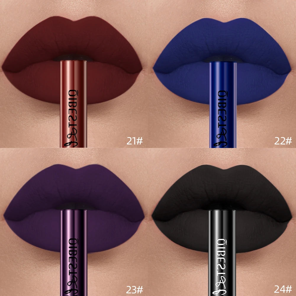 Matte Liquid Lipstick Waterproof Velvet Nude Sexy Red Lip Gloss Long Lasting Nonstick Lip Stain Makeup 24 Colors Hot Lipgloss