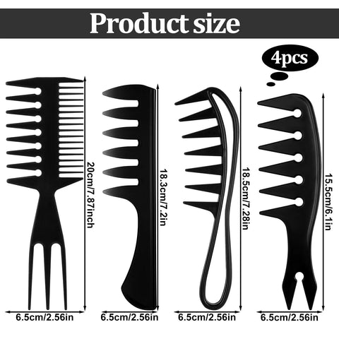4Pcs Styling Comb Set for Men Hair Styling - Wide Tooth Comb  Hair Pick Texture Comb Slicked-back Undercut  Anti Static Comb