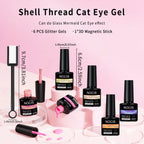 NOCIS Bottle Fruit Cat Eye 6-color Set -- Ultra Bright Cat Eye Nail Kit, 6 Colors of Magnetic Gel Polish Stylish Salon