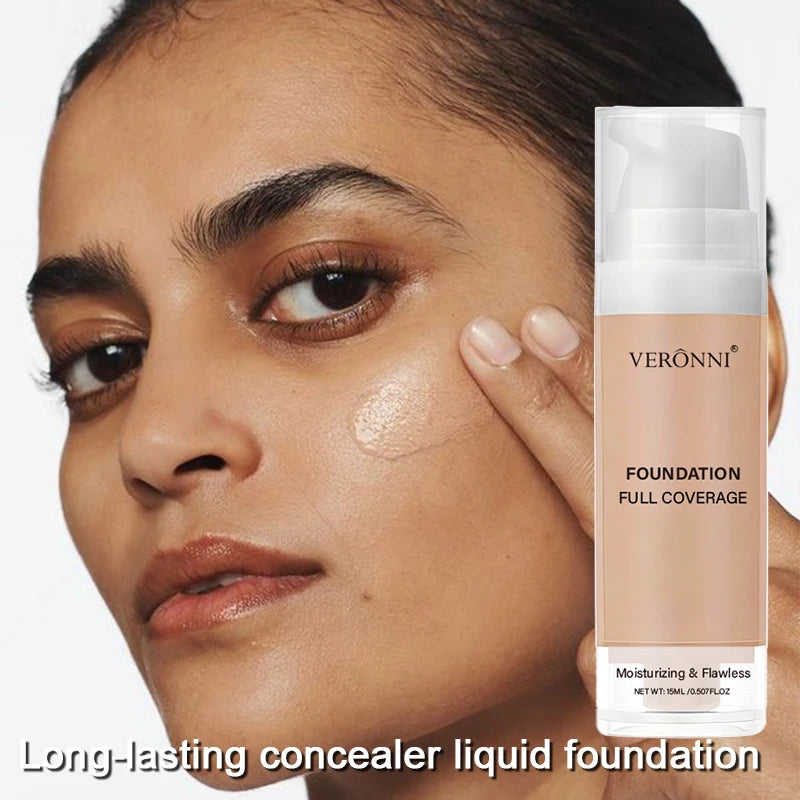 3-Piece Beginner Face Makeup Kit-Matte Waterproof Foundation,Hydrating Primer,Oil-Control Loose Powder,Full Coverage Concealer