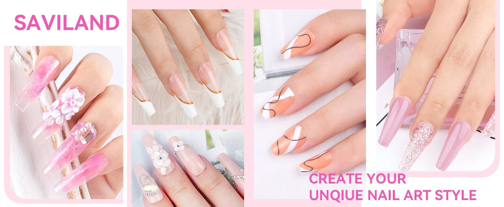 SAVILAND Full Acrylic Nail Kit With UV Nail Lamp Electric Nail Drill Machine Powder Gel Nail Polish Tools For Manicure Nail Art