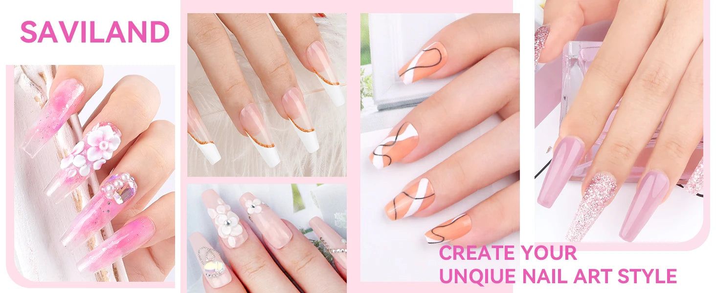 SAVILAND Full Acrylic Nail Kit With UV Nail Lamp Electric Nail Drill Machine Powder Gel Nail Polish Tools For Manicure Nail Art