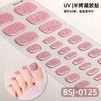 26Tips French Leopard Print UV Gel Toenail Sticker Bronzing Dye Gradient Cross-border Semi Baked Gel Nail Sticker UV Lamp Needed