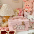 Square Shape Large Capacity Handbag Fashion PU PU Leather Makeup Bag Portable Handheld Toiletries Bag