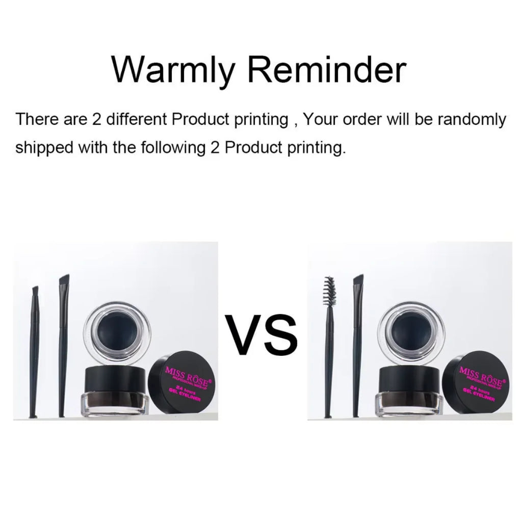 2 bottles of two-color eyeliner gel, durable color rendering, waterproof, non smudging, eyeliner cream with two brushes