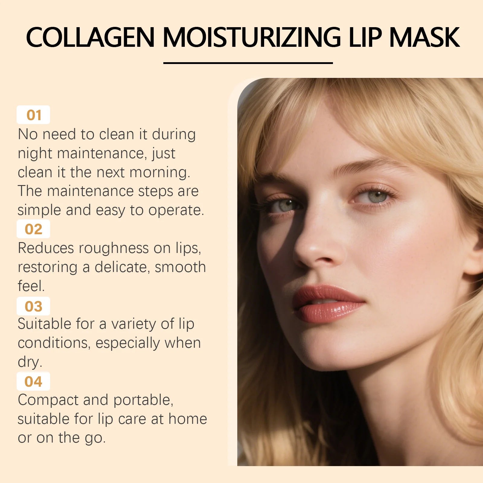Collagen Lip Mask Overnight Repair Moisturizing Nourishing Treatment for Dry Flaky Lips Women's Lip Care Essential Fade Lip Line