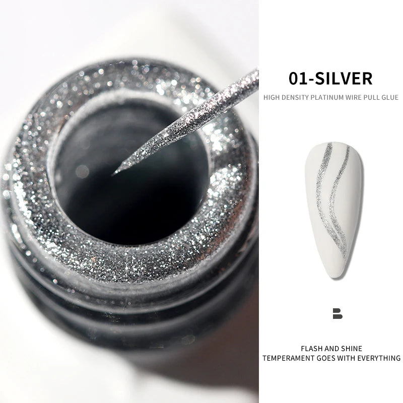 Silver/Gold Metal Gel Metallic Nail Polish Chrome 3D Metal Painted Gel Polish 5ml Liquid Mirror Effect Glossy Shine Manicure