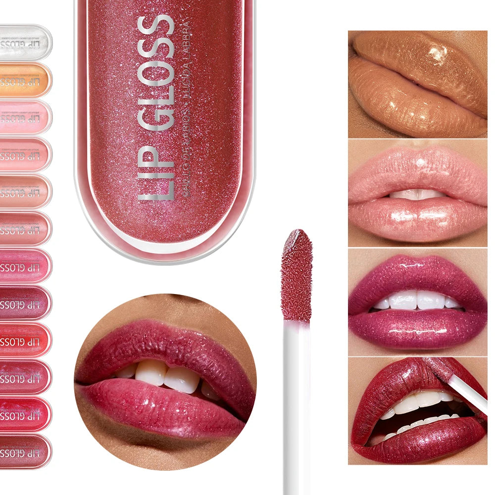 USHAS 12 colors mirror fine flash liquid lipstick pearlescent color waterproof sweatproof non-stick cup lip gloss