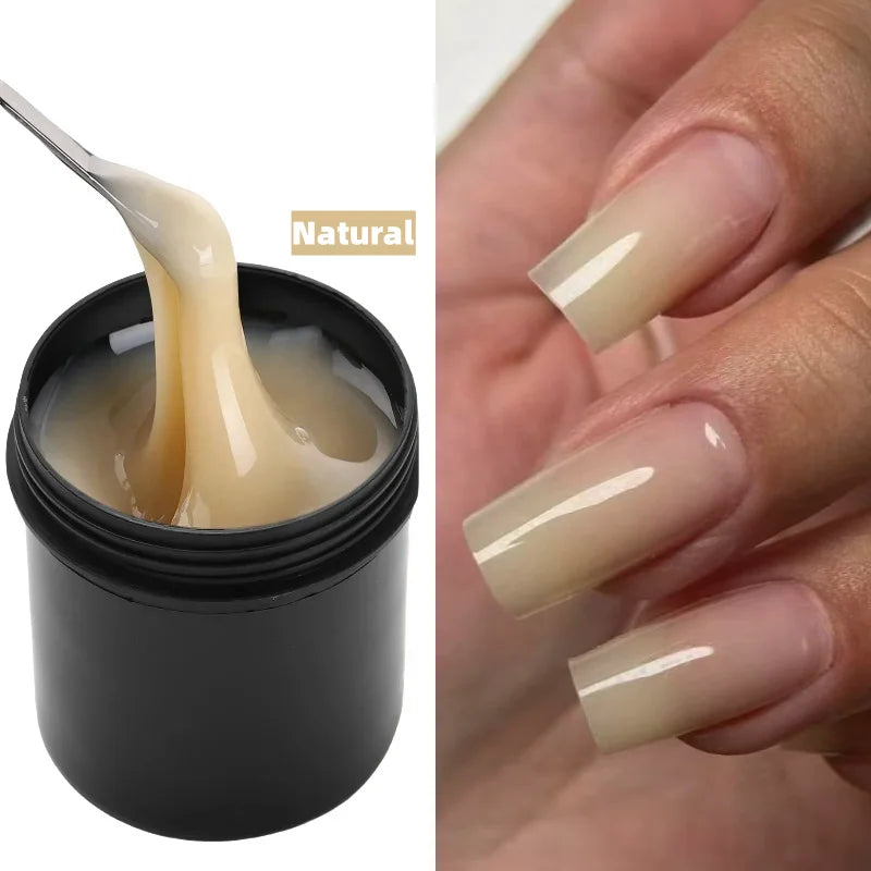 MSHARE Low Heat Milky Self Leveling Construction Gel for Nail Extension Medium Thick Natural Builder Reinforce UV Led Gel 142g