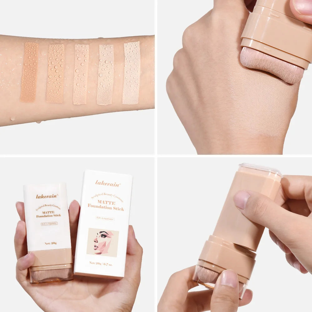 Concealing Foundation Stick 5 Shades With Built-In Brush Brighten Lightweight And Waterproof Formula Face Contour Stick Makeup