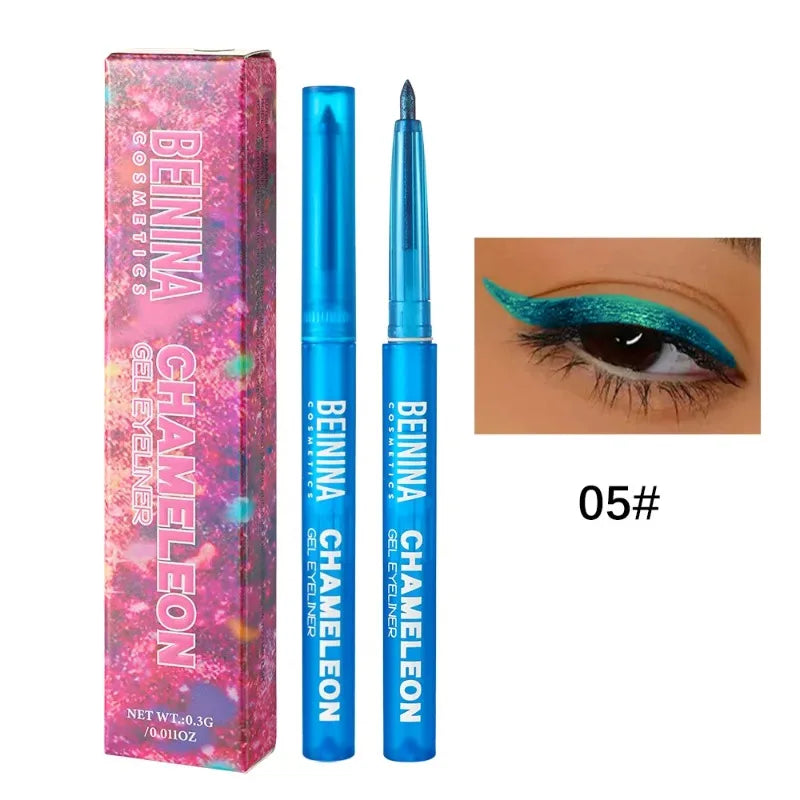Shiny Chameleon Metallic Green Eyeliner Gel Stick Smooth Multicolor Eye Shadow Pearlescent Polarized Glitter Eyes Pigment Makeup