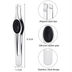Professional Comfort Hold Non-Slip Stainless Steel Slanted Tip Eyebrow Tweezers Facial Hair Removal Ingrown Brows Slant Tweezer
