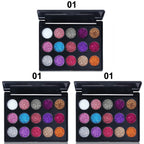 CmaaDu 15 Colors Gold Scallion Powder Diamond Glitter Eyeshadow Tray Shimmering Dazzling Universal Waterproof Easy to Color