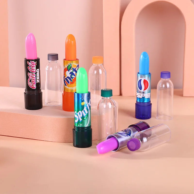 24PCS Moisturizing Lip Balm Color Changing Lip Balm Cute Kawaii Soda Flavored Lips Makeup Girl Party Supplies Great Gifts