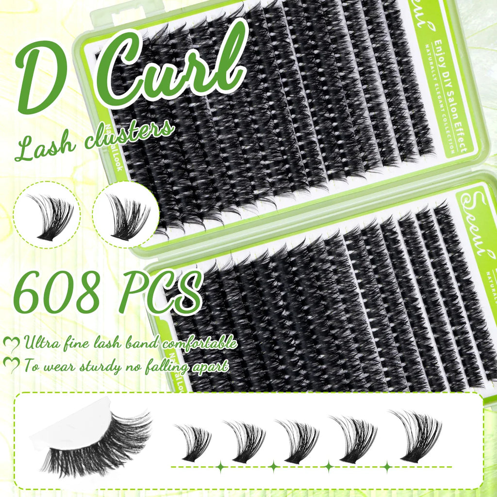 SEEUI DIY Cluster Lashes Kit Individual Lashes 3D Faux Mink Lashes Wispy Eyelash Extension Kit with Bond&Seal Lash Tweezer