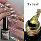 Gold Metallic Painting Nail Gel Liner Polish,3D Metal Mirror Effect Paint Drawing Nail Gel Build-in Brush Soak Off UV Chrome Gel