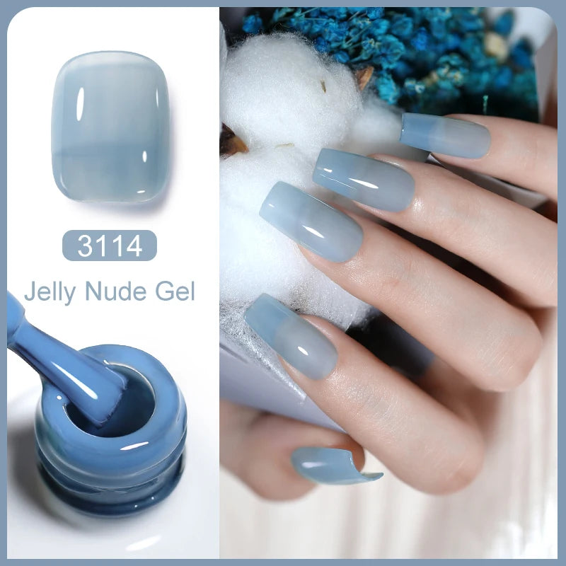 Arte Clavo Transparent Nude Pink Color Jelly Gel Nail Polish Semi Permanent 15ml Top Coat Soak Off UVLED Varnish Nail Art Design