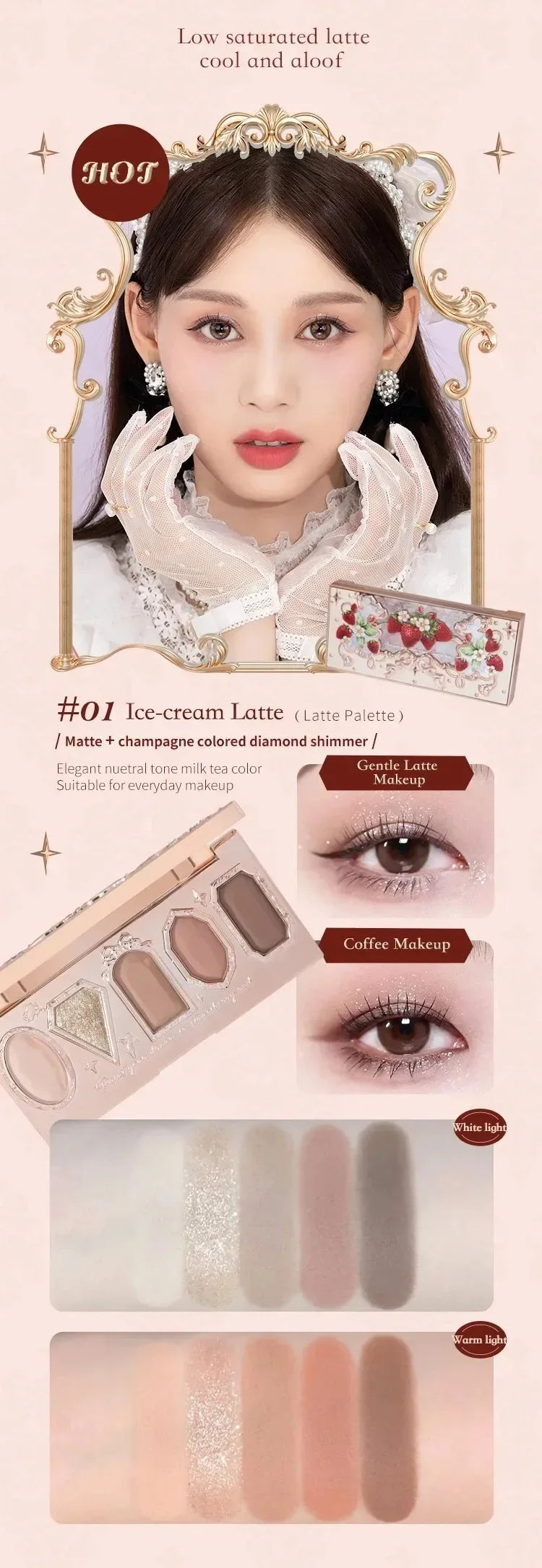 Flower Knows black Swan Ballet Eyeshadow Palette Matte Fine Shimmer Pearl Face Palette 6 Colour Glitter Eye Shadow