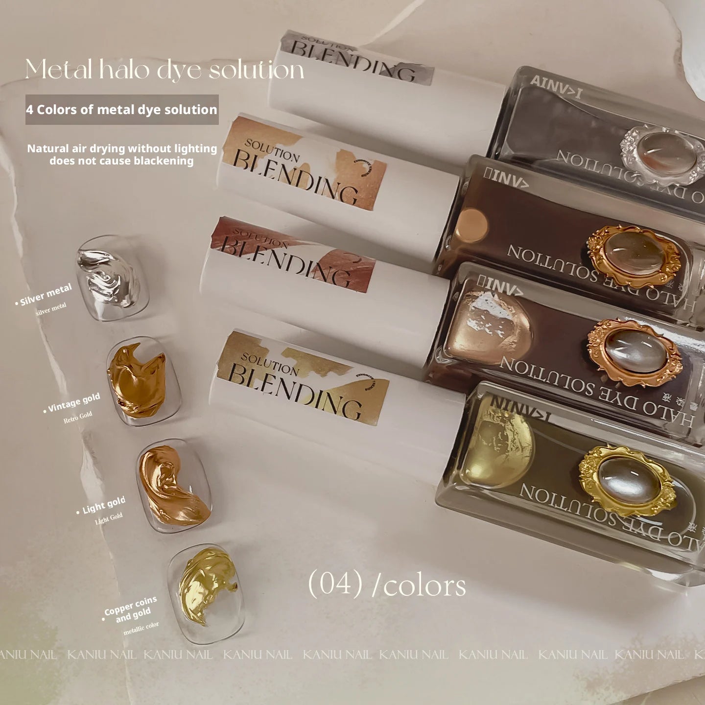 Kanui Metal Gradient Nail Polish - New Quick-Dry Ultra-Shiny Gold & Silver Mirror Finish Gradient Polish