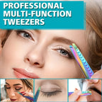 Professional Slanted Precision Tweezers - Heavy-Duty Stainless Steel Non-Slip Grip for Eyebrows Beard False Eyelashes